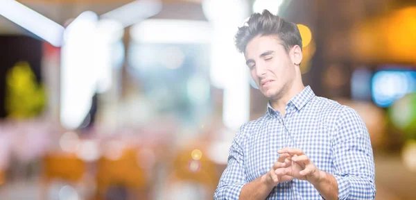 Jonge Knappe Zakenman Geïsoleerde Achtergrond Walgen Expressie Ontevreden Angstig Walging — Stockfoto