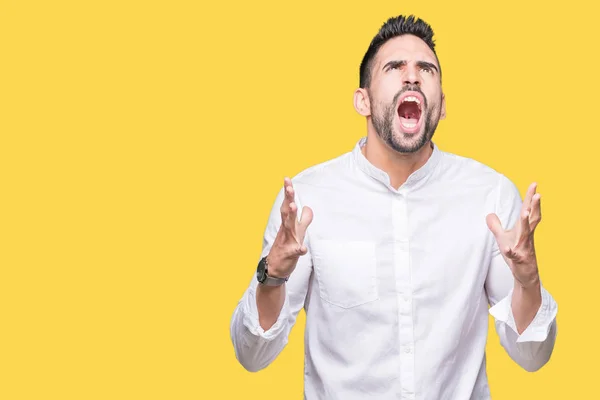 Young Business Man Isolated Background Crazy Mad Shouting Yelling Aggressive — Stock Photo, Image