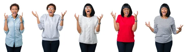 Jonge African American Vrouw Met Afro Haar Geïsoleerde Achtergrond Gekke — Stockfoto