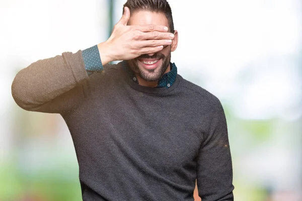 Joven Hombre Guapo Con Gafas Sobre Fondo Aislado Sonriendo Riendo —  Fotos de Stock