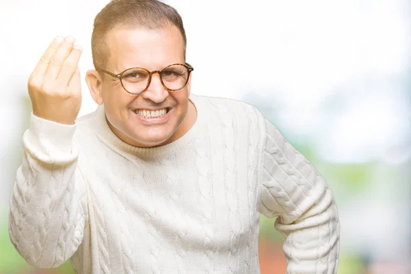 Hombre Árabe Mediana Edad Con Gafas Sobre Fondo Aislado Haciendo — Foto de Stock