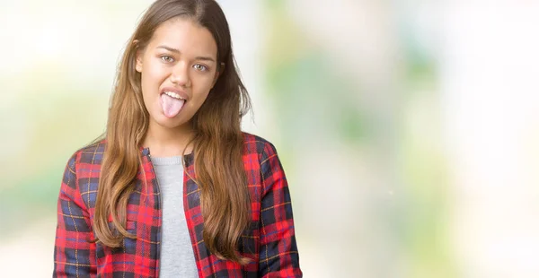 Jovem Bela Mulher Morena Vestindo Uma Jaqueta Sobre Fundo Isolado — Fotografia de Stock