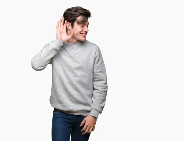 Young Handsome Sporty Man Wearing Sweatshirt Isolated Background Smiling Hand — Stock Photo, Image