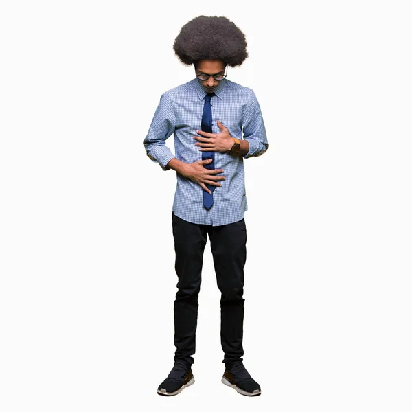 Joven Hombre Negocios Afroamericano Con Cabello Afro Usando Gafas Con — Foto de Stock