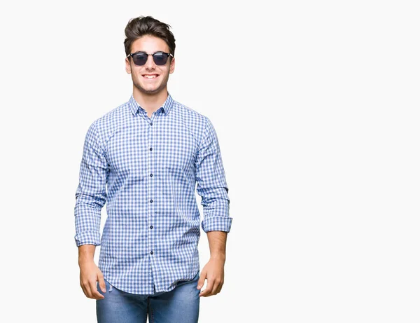 Young Handsome Man Wearing Sunglasses Isolated Background Happy Cool Smile — Stock Photo, Image