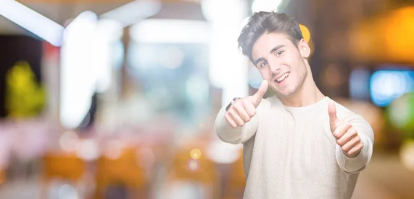 Young Handsome Man Isolated Background Approving Doing Positive Gesture Hand — Stock Photo, Image