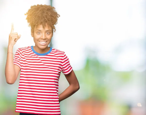 Linda Jovem Afro Americana Sobre Fundo Isolado Apontando Dedo Para — Fotografia de Stock