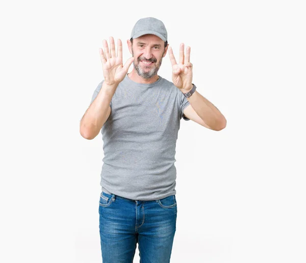 Handsome Middle Age Hoary Senior Man Wearing Sport Cap Isolated — Stock Photo, Image