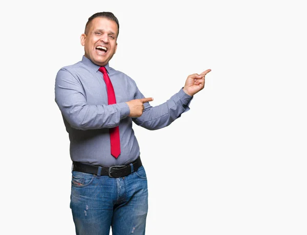 Middle Age Arab Man Wearing Red Tie Isolated Background Amazed — Stock Photo, Image