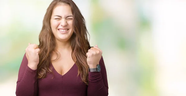 Mulher Bonita Atraente Size Jovem Vestindo Vestido Sobre Fundo Isolado — Fotografia de Stock