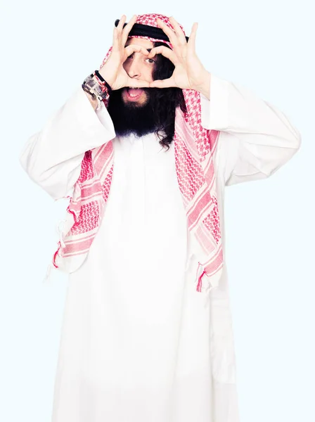 Hombre Negocios Árabe Con Pelo Largo Usando Bufanda Keffiyeh Tradicional — Foto de Stock