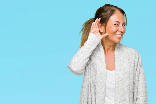 Hermosa Mujer Adulta Mediana Edad Con Suéter Invierno Sobre Fondo — Foto de Stock