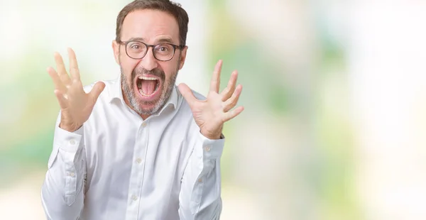 Schöner Älterer Eleganter Geschäftsmann Mittleren Alters Mit Brille Vor Isoliertem — Stockfoto