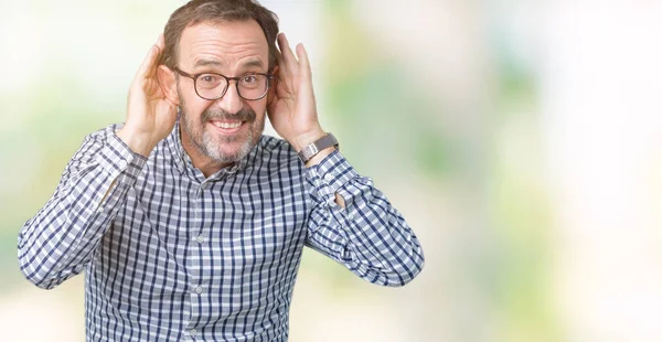 Schöner Eleganter Älterer Mann Mittleren Alters Mit Brille Vor Isoliertem — Stockfoto