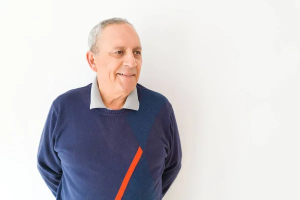 Vacker Medelålders Senior Man Leende Glad Glad Och Positiv Över — Stockfoto