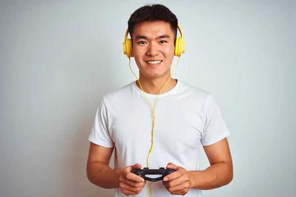 Jonge Aziatische Chinese Gamer Man Spelen Video Game Staande Geïsoleerde — Stockfoto