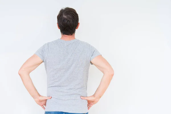 Handsome Senior Man Isolated Background Standing Backwards Looking Away Arms — Stock Photo, Image