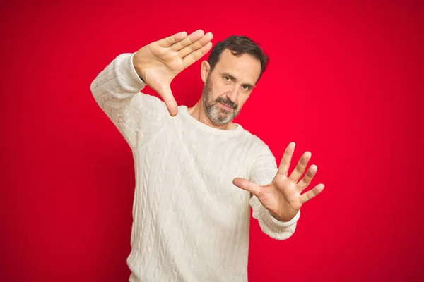 Schöner Älterer Mann Mittleren Alters Mit Grauen Haaren Über Isoliertem — Stockfoto