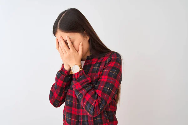 Mulher Chinesa Jovem Vestindo Jaqueta Casual Sobre Fundo Branco Isolado — Fotografia de Stock