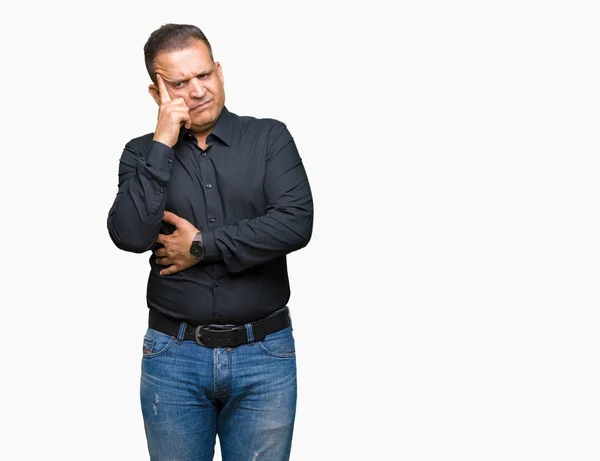 Hombre Negocios Árabe Mediana Edad Guapo Sobre Fondo Aislado Con —  Fotos de Stock