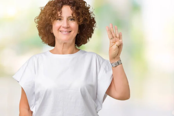 Beautiful Middle Ager Senior Woman Wearing White Shirt Isolated Background — Stock Photo, Image