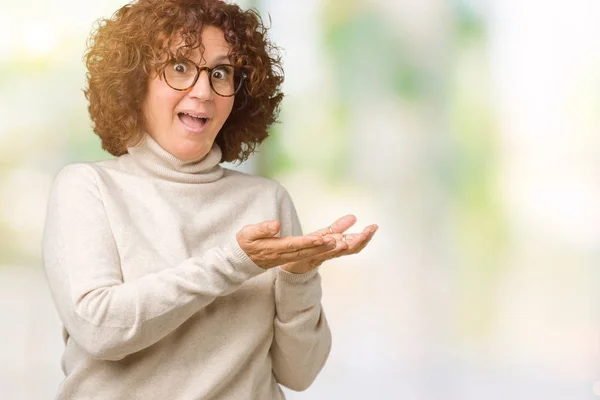 Beautiful Middle Ager Senior Woman Wearing Turtleneck Sweater Glasses Isolated — Stock Photo, Image