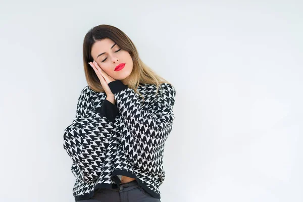 Young Woman Wearing Casual Sweater Isolated Background Sleeping Tired Dreaming — Stock Photo, Image