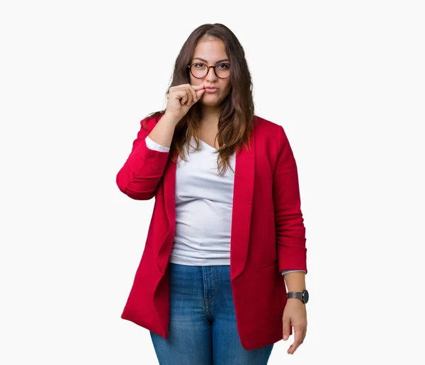 Krásné Velikosti Mladých Obchodní Žena Nosí Elegantní Kabát Brýle Nad — Stock fotografie