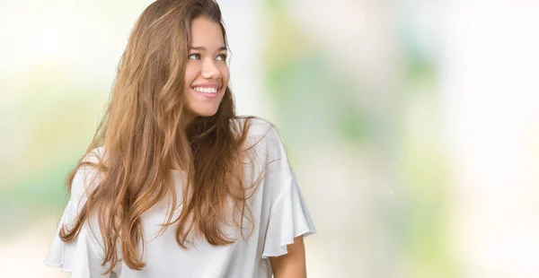 Young Beautiful Brunette Business Woman Isolated Background Looking Away Side — Stock Photo, Image