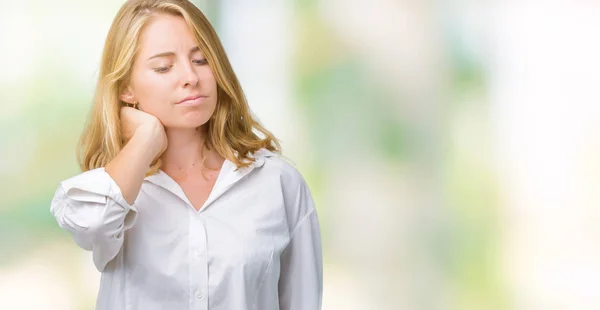 Hermosa Joven Mujer Negocios Sobre Fondo Aislado Sufrimiento Lesión Dolor — Foto de Stock