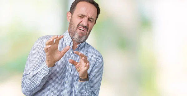 Knappe Middenleeftijd Elegante Senior Man Geïsoleerde Achtergrond Walgen Expressie Ontevreden — Stockfoto