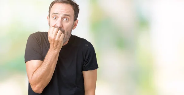 Bello Uomo Anziano Hoary Mezza Età Sfondo Isolato Cercando Stressato — Foto Stock