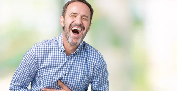 Bonito Homem Meia Idade Elegante Sênior Sobre Fundo Isolado Sorrindo — Fotografia de Stock