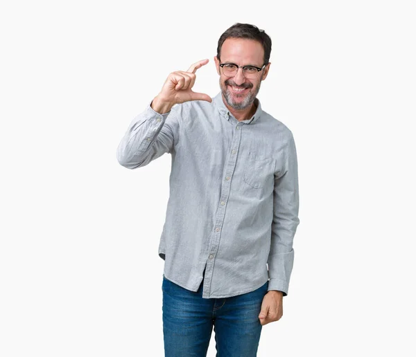 Guapo Mediana Edad Elegante Hombre Mayor Con Gafas Sobre Fondo — Foto de Stock