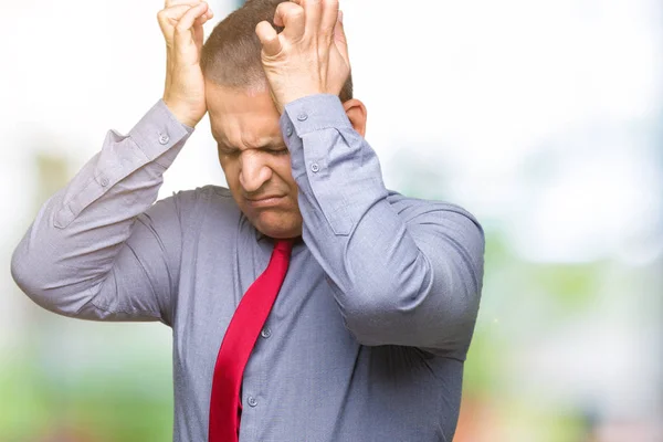 Hombre Árabe Mediana Edad Con Corbata Roja Sobre Fondo Aislado —  Fotos de Stock