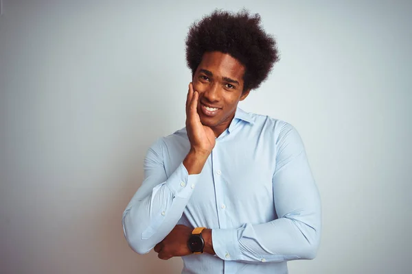 Young African American Man Afro Hair Wearing Elegant Shirt Isolated — Stock Photo, Image