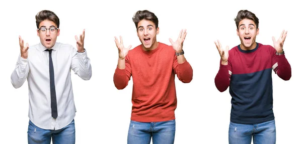 Colagem Jovem Homem Negócios Bonito Sobre Fundo Isolado Celebrando Louco — Fotografia de Stock