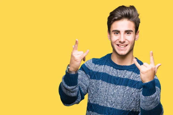 Jovem Homem Bonito Sobre Fundo Isolado Gritando Com Expressão Louca — Fotografia de Stock