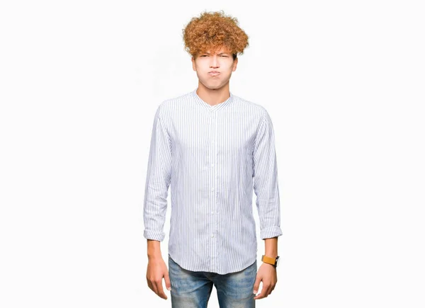 Ung Vacker Affärs Man Med Afro Hår Bär Elegant Skjorta — Stockfoto