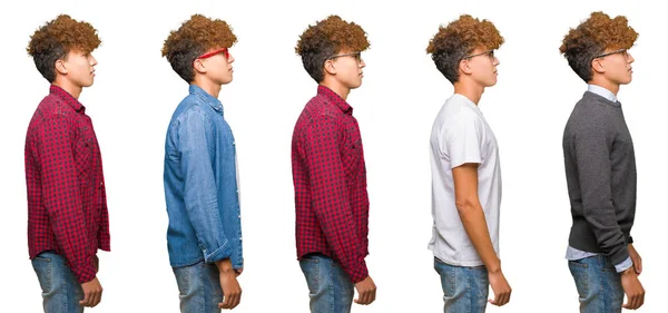 Collage Hombre Negocios Joven Con Gafas Sobre Fondo Blanco Aislado — Foto de Stock