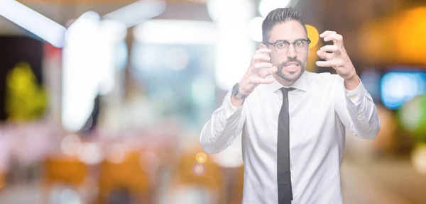 Young Handsome Business Man Wearing Glasses Isolated Background Shouting Frustrated — Stock Photo, Image