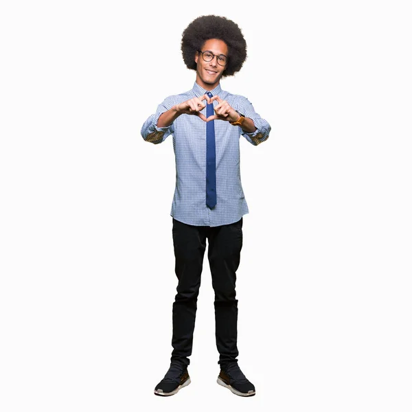 Jovem Homem Negócios Afro Americano Com Cabelo Afro Usando Óculos — Fotografia de Stock