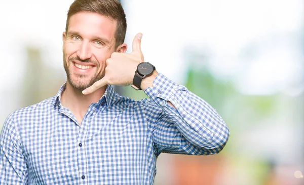 Handsome Business Man Blue Eyes Smiling Doing Phone Gesture Hand — Stock Photo, Image