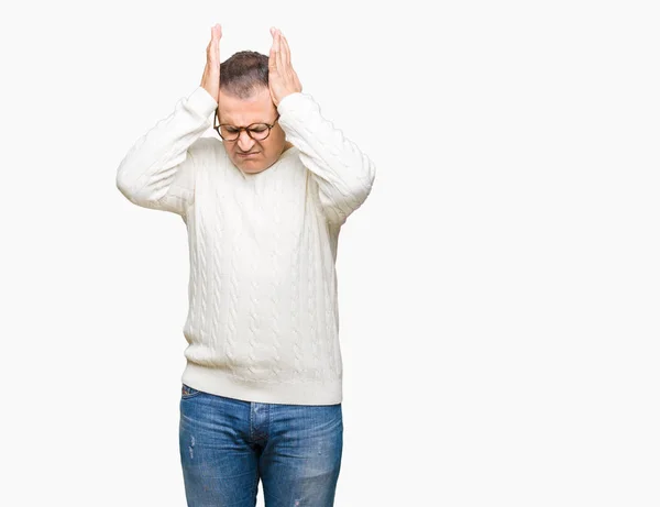 Arabischer Mann Mittleren Alters Der Eine Brille Über Isoliertem Hintergrund — Stockfoto