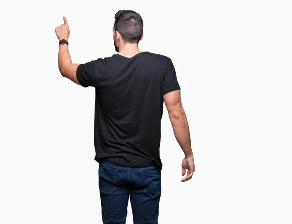 Young Handsome Man Isolated Background Posing Backwards Pointing Finger Hand — Stock Photo, Image