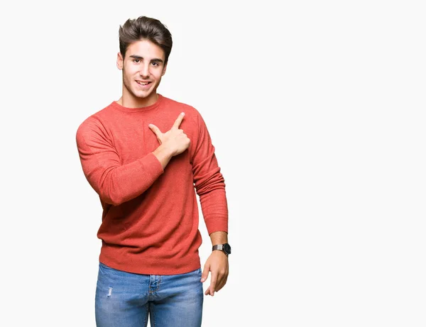 Joven Hombre Guapo Sobre Fondo Aislado Alegre Con Una Sonrisa — Foto de Stock