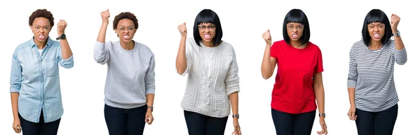 Jonge Afro Amerikaanse Vrouw Met Afro Haar Geïsoleerde Achtergrond Boos — Stockfoto