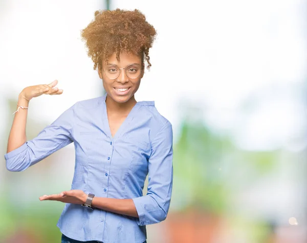 Linda Jovem Mulher Negócios Afro Americana Sobre Fundo Isolado Gestos — Fotografia de Stock