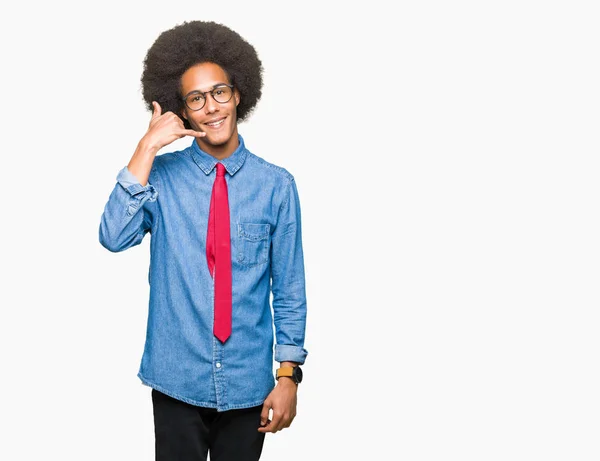 Jovem Homem Negócios Afro Americano Com Cabelo Afro Vestindo Óculos — Fotografia de Stock