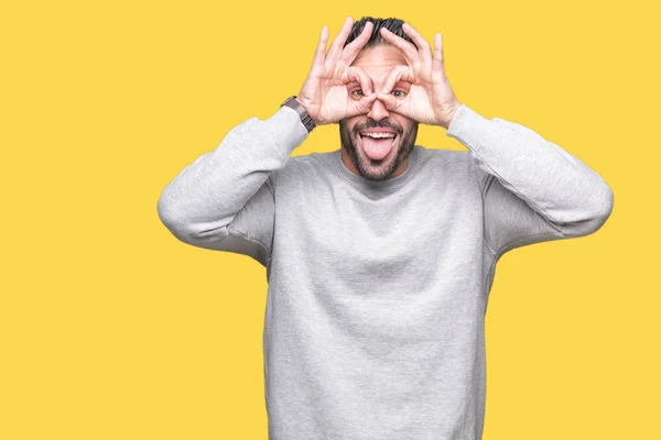 Joven Hombre Guapo Usando Sudadera Sobre Fondo Aislado Haciendo Buen —  Fotos de Stock